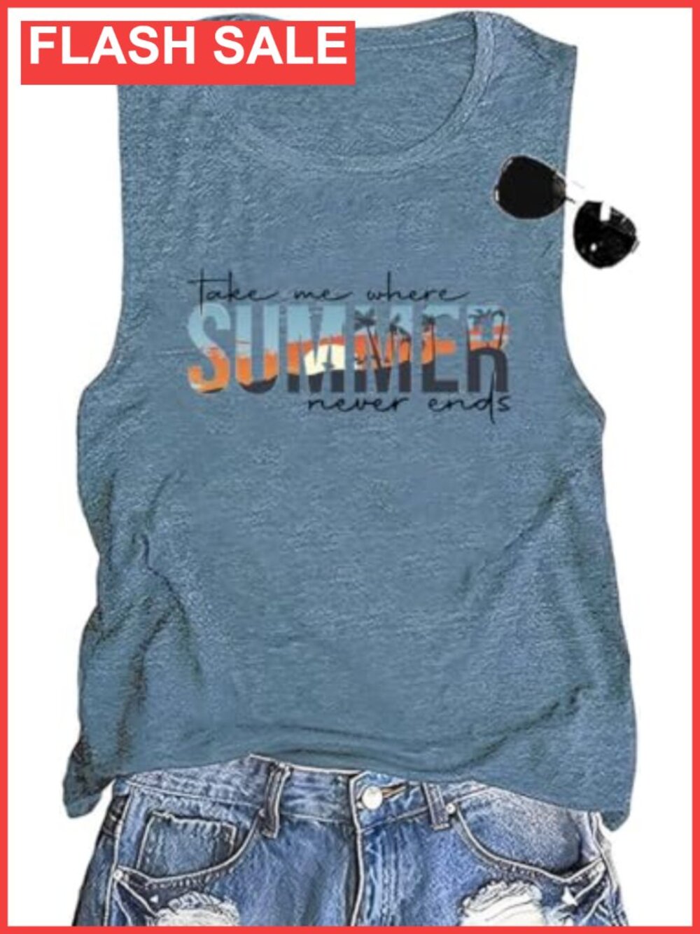 Women's Summer Beach Vacation Tank Top Sleeveless Graphic Print Casual Top